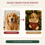 Personalized Christmas Stocking Pup Photo Wood Ornament - Custom Pet Keepsake - image 6