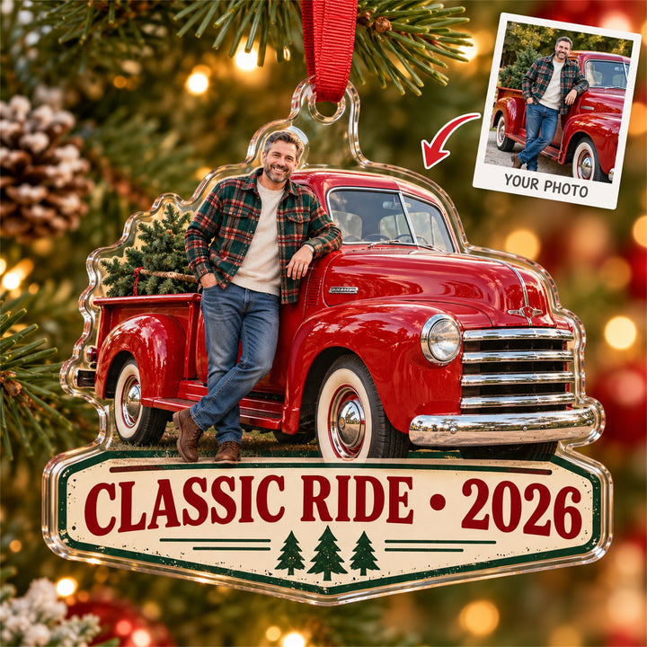 Personalized Classic Car Photo Acrylic Ornament - Custom Photo Keepsake - image 1