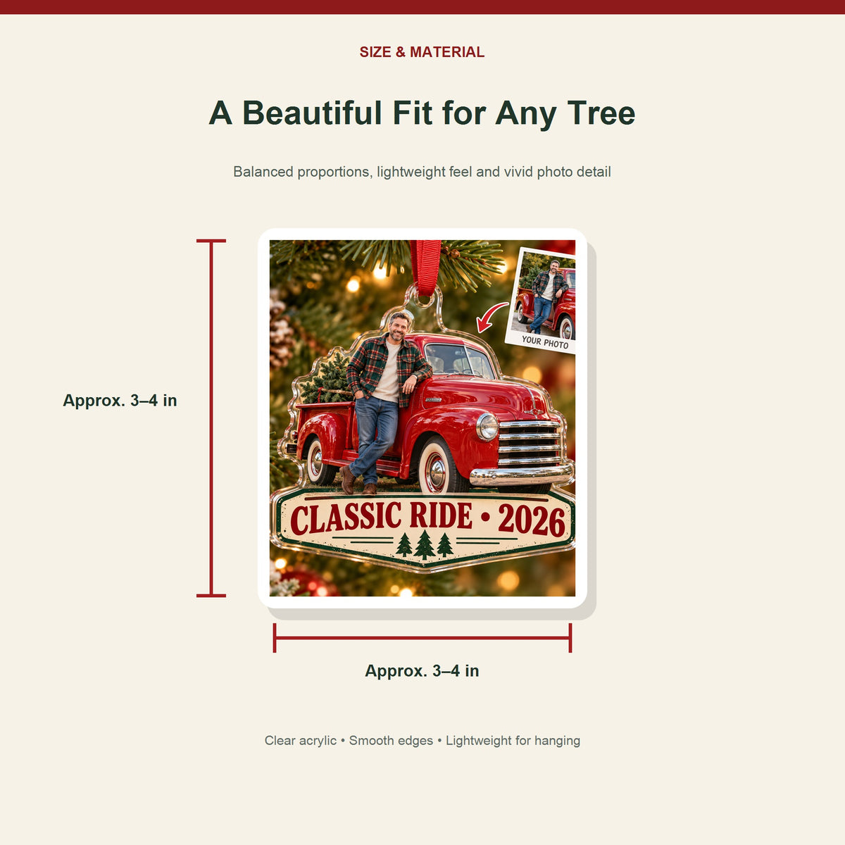 Personalized Classic Car Photo Acrylic Ornament - Custom Photo Keepsake - image 3