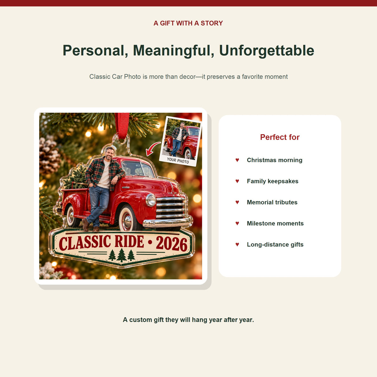 Personalized Classic Car Photo Acrylic Ornament - Custom Photo Keepsake - image 5