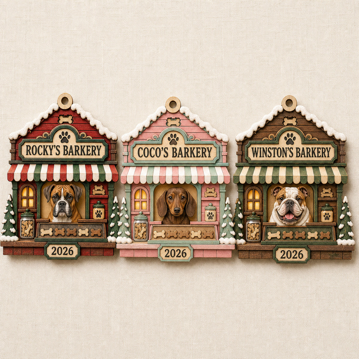Personalized Holiday Barkery Photo Wood Ornament - Custom Pet Keepsake - image 4