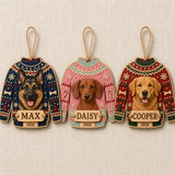 Personalized Ugly Sweater Pup Photo Wood Ornament - Custom Pet Keepsake - image 4