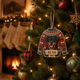 Personalized Ugly Sweater Pup Photo Wood Ornament - Custom Pet Keepsake - image 5
