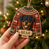 Personalized Ugly Sweater Pup Photo Wood Ornament - Custom Pet Keepsake - image 6