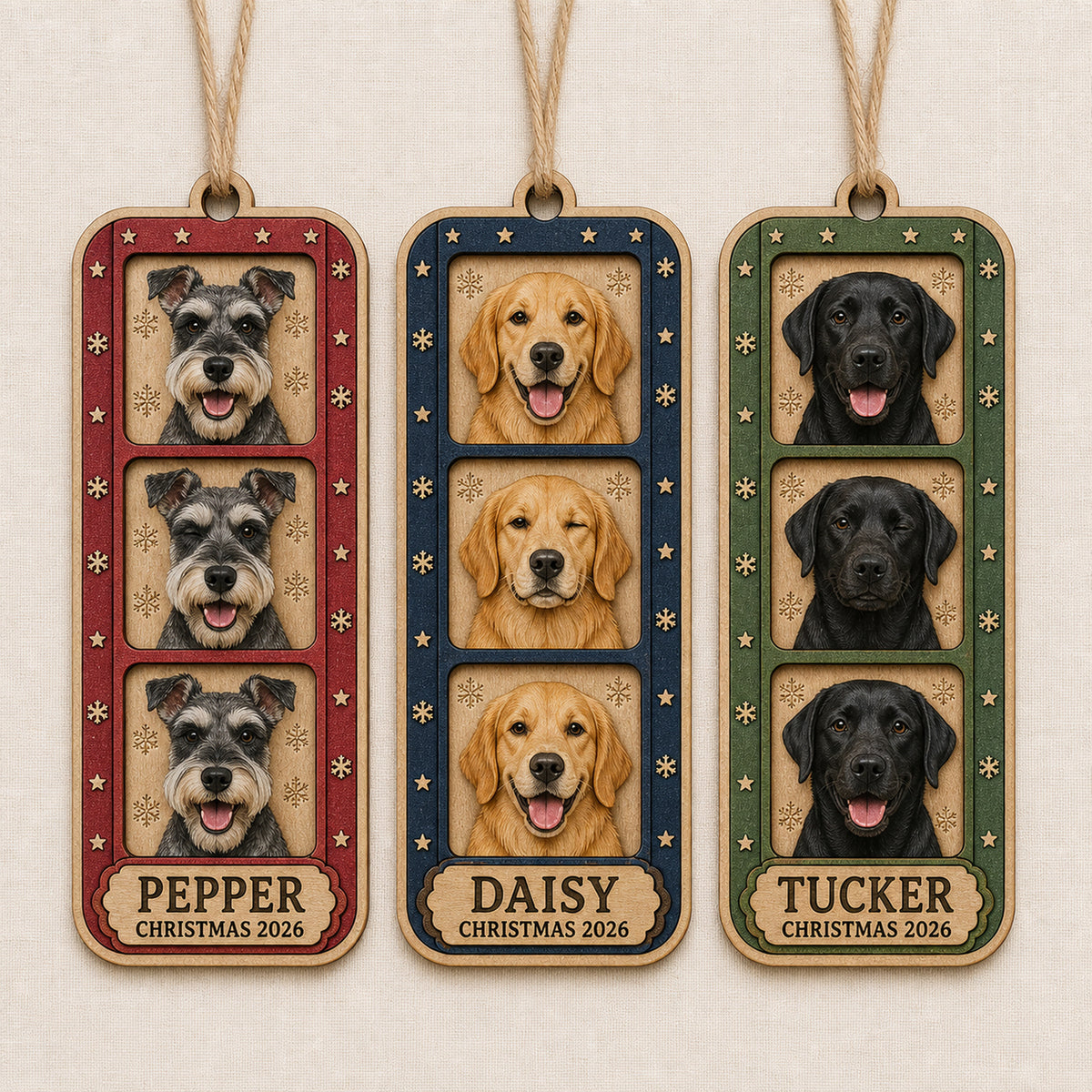 Personalized Vintage Photo Booth Dog Photo Wood Ornament - Custom Pet Keepsake - image 4