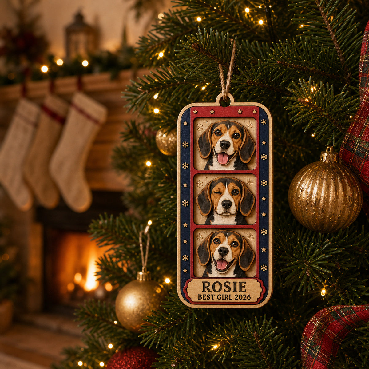 Personalized Vintage Photo Booth Dog Photo Wood Ornament - Custom Pet Keepsake - image 5