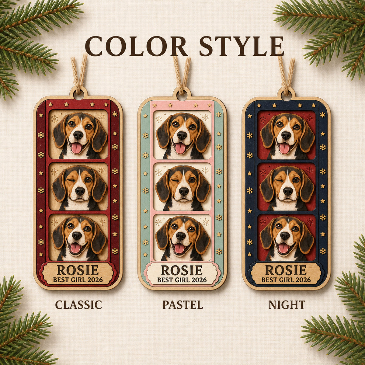Personalized Vintage Photo Booth Dog Photo Wood Ornament - Custom Pet Keepsake - image 8