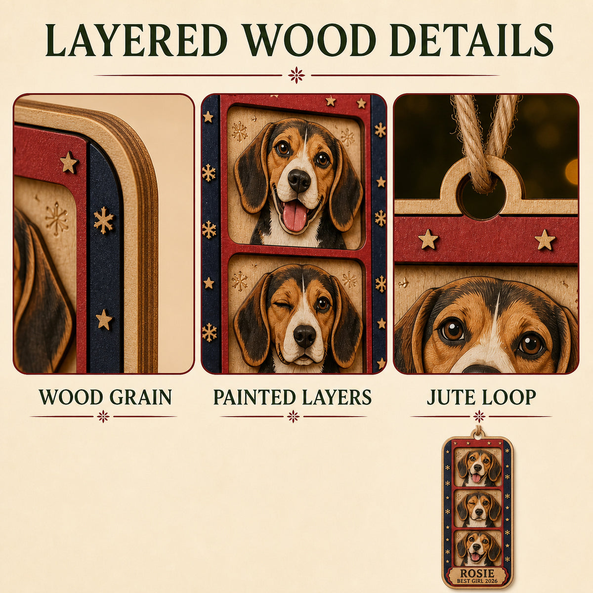 Personalized Vintage Photo Booth Dog Photo Wood Ornament - Custom Pet Keepsake - image 9