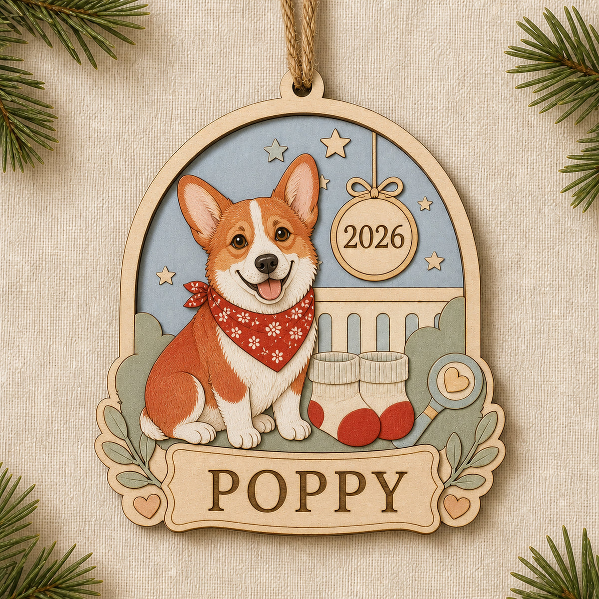 Personalized Big Sister Pregnancy Reveal Pup Photo Wood Ornament - Custom Pet Keepsake - image 3