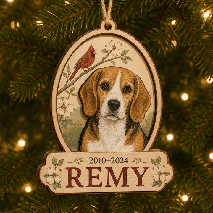 Personalized Cardinal Window Pet Memorial Photo Wood Ornament - Custom Pet Keepsake - image 1