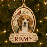 Personalized Cardinal Window Pet Memorial Photo Wood Ornament - Custom Pet Keepsake - image 1