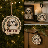 Personalized Christmas Candle Pet Memorial Photo Wood Ornament - Custom Pet Keepsake - image 2