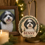 Personalized Christmas Candle Pet Memorial Photo Wood Ornament - Custom Pet Keepsake - image 3