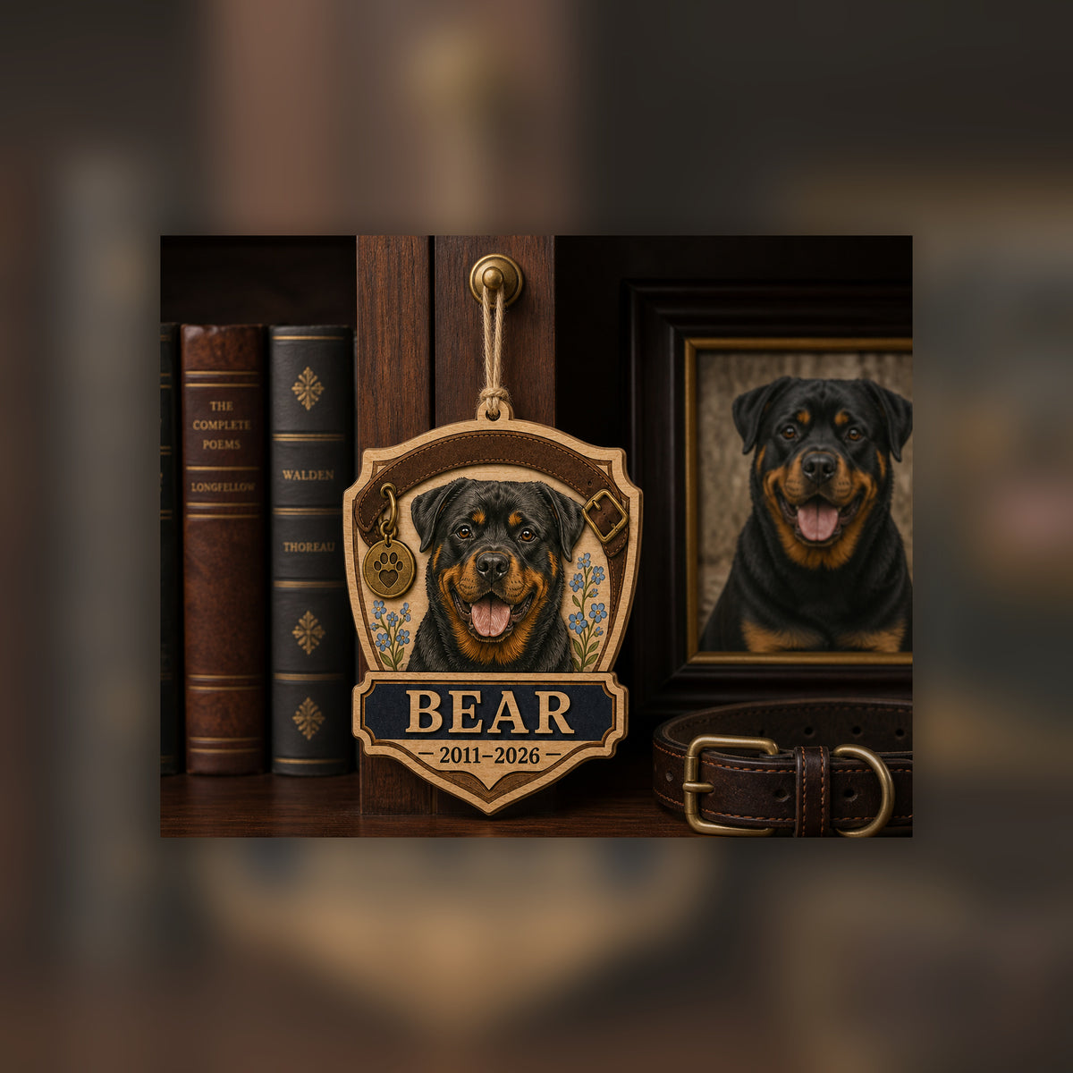 Personalized Faithful Collar Pet Memorial Photo Wood Ornament - Custom Pet Keepsake - image 3