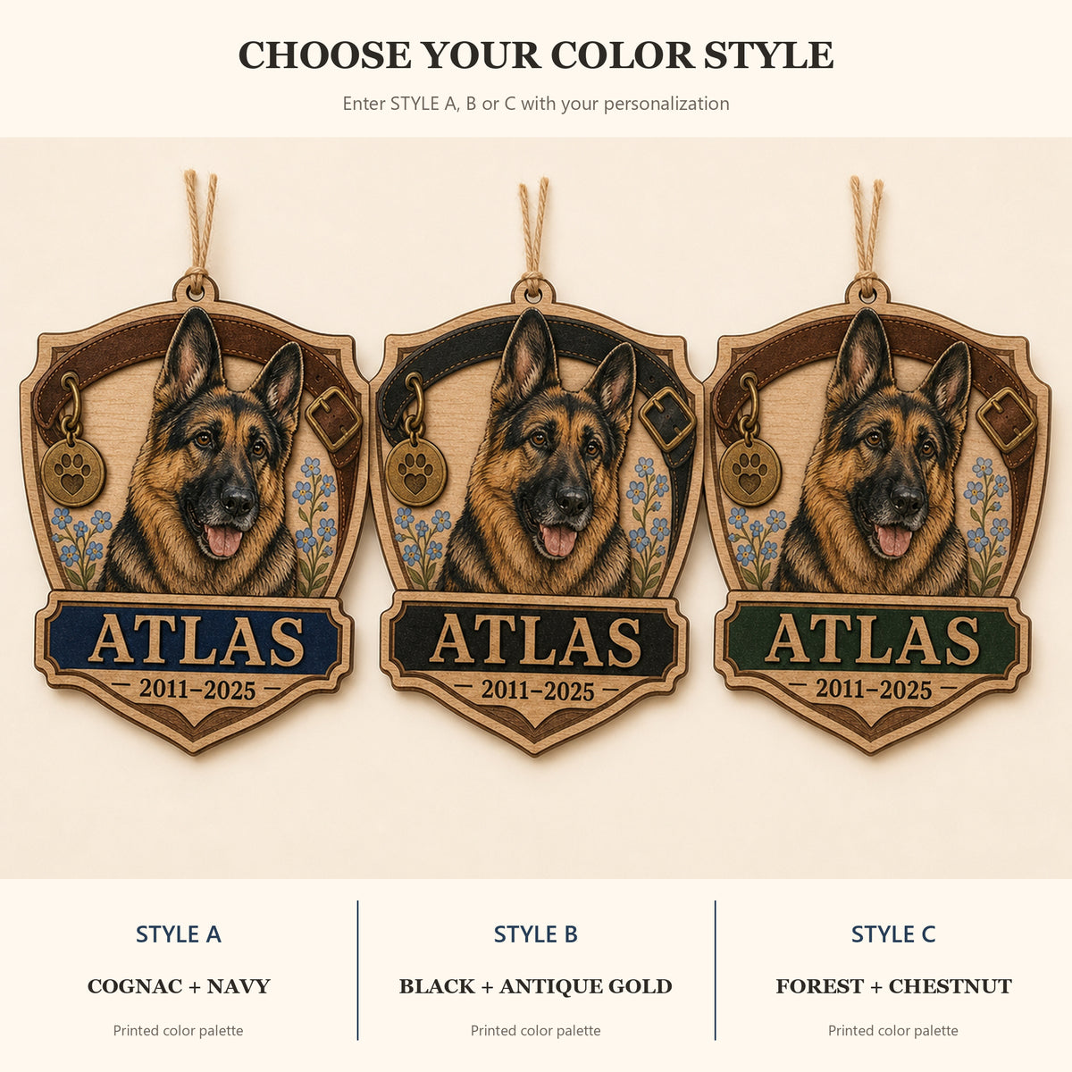 Personalized Faithful Collar Pet Memorial Photo Wood Ornament - Custom Pet Keepsake - image 8