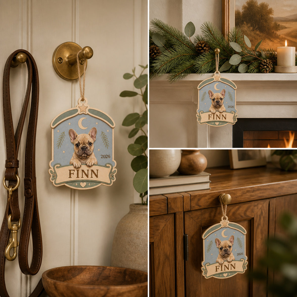 Personalized Puppy First Christmas Photo Wood Ornament - Custom Pet Keepsake - image 2