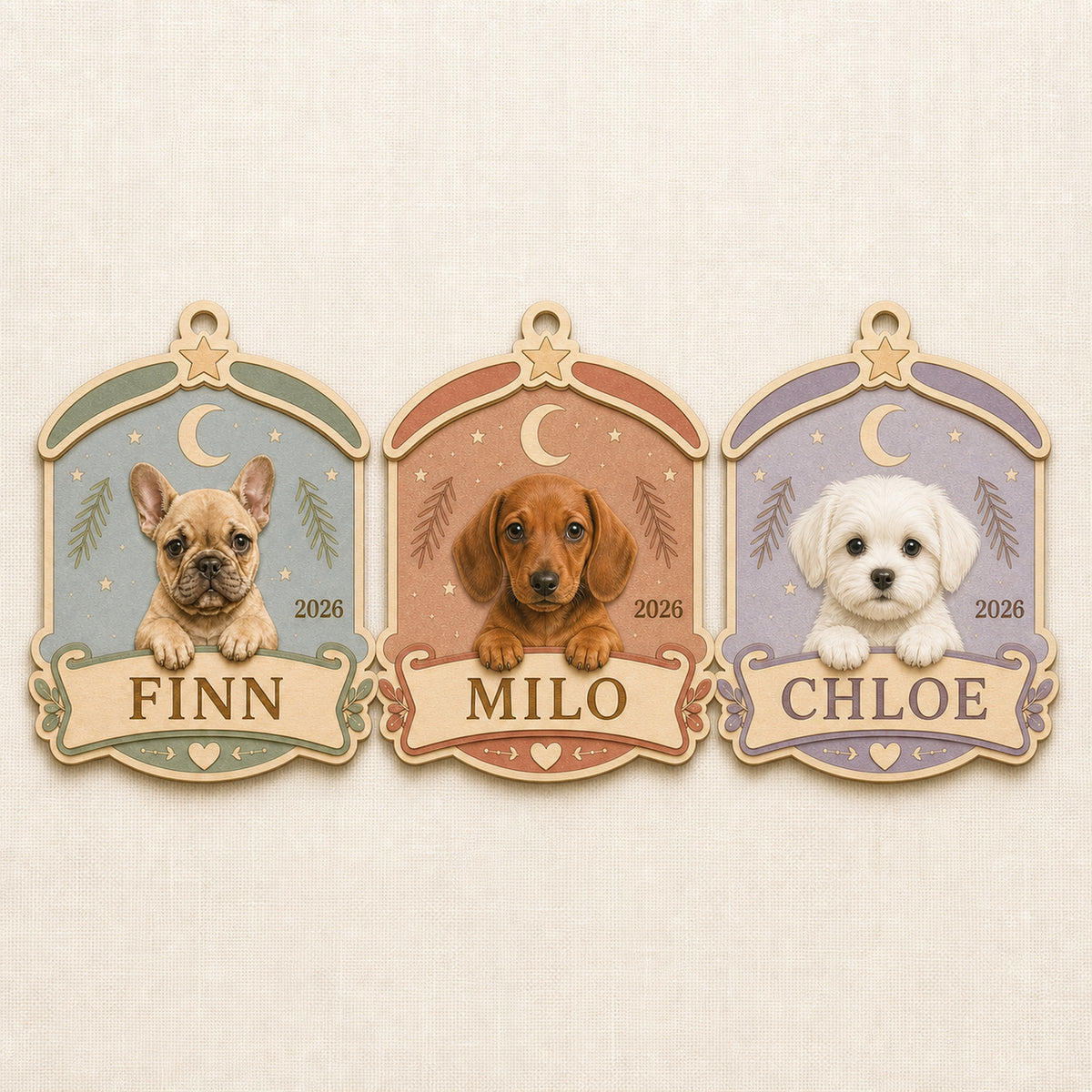 Personalized Puppy First Christmas Photo Wood Ornament - Custom Pet Keepsake - image 4