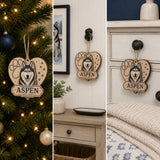Personalized Paw Heart Pet Memorial Photo Wood Ornament - Custom Pet Keepsake - image 2
