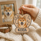 Personalized Paw Heart Pet Memorial Photo Wood Ornament - Custom Pet Keepsake - image 4