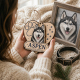 Personalized Paw Heart Pet Memorial Photo Wood Ornament - Custom Pet Keepsake - image 5