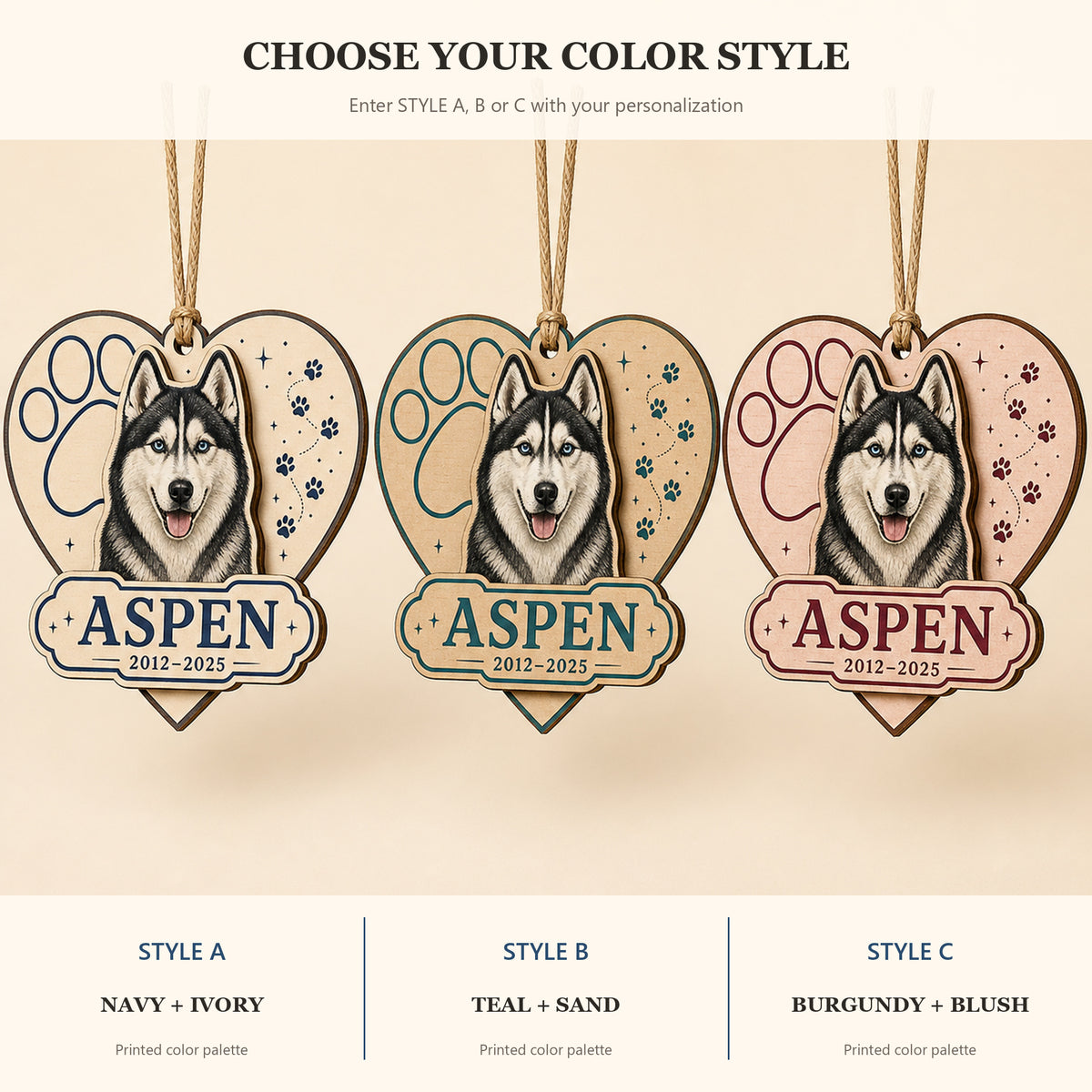 Personalized Paw Heart Pet Memorial Photo Wood Ornament - Custom Pet Keepsake - image 8