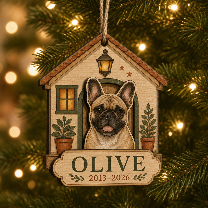 Personalized Porch Light Pet Memorial Photo Wood Ornament - Custom Pet Keepsake - image 1