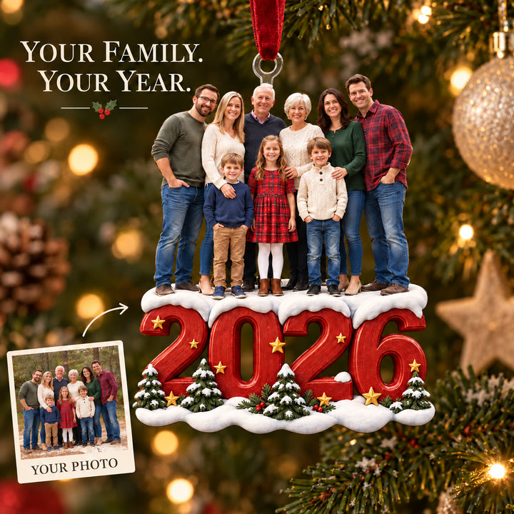 Custom Photo Four Generations Together Acrylic Ornament — Main design