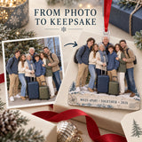 Custom Photo Destination Family Gathering Acrylic Ornament — Personalization example