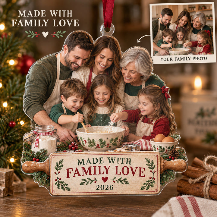 Custom Photo Family Recipe Day Acrylic Ornament — Main design