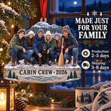 Custom Photo Lake Cabin Reunion Acrylic Ornament — Production and delivery