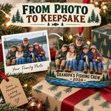 Custom Photo Grandpa Fishing Crew Acrylic Ornament — Personalization example