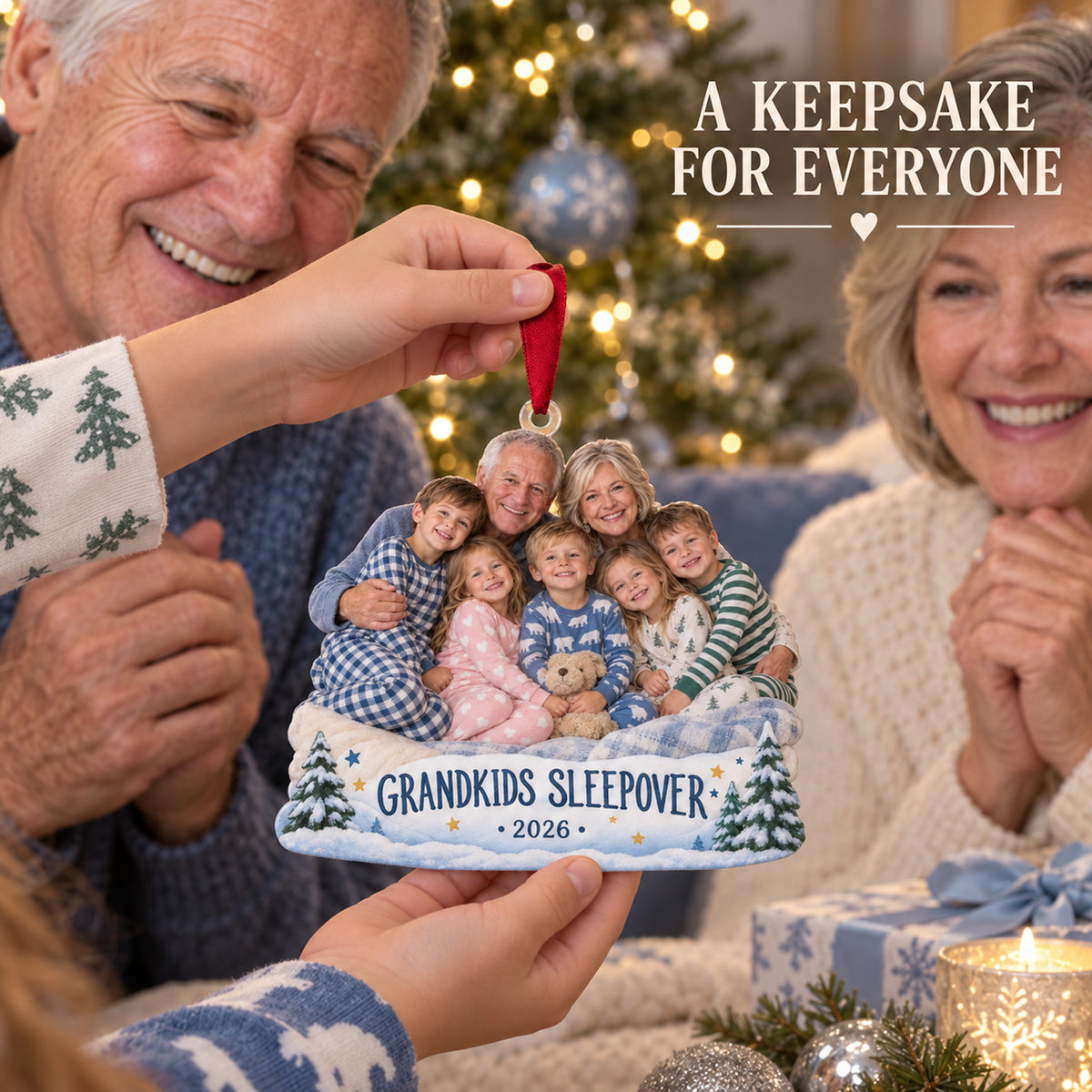 Custom Photo Grandkids Sleepover Pajamas Acrylic Ornament — Gift inspiration