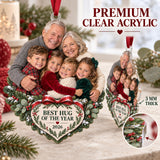 Custom Photo Holiday Hug Pile Acrylic Ornament — Flat acrylic material