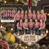Custom Photo Softball Full Team Season Photo Acrylic Ornament — Main design