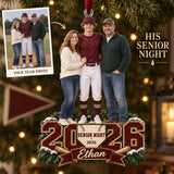 Custom Photo Baseball Senior Night Player and Parents Acrylic Ornament — Main design