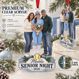 Custom Photo Softball Senior Night Player and Parents Acrylic Ornament — Flat acrylic material