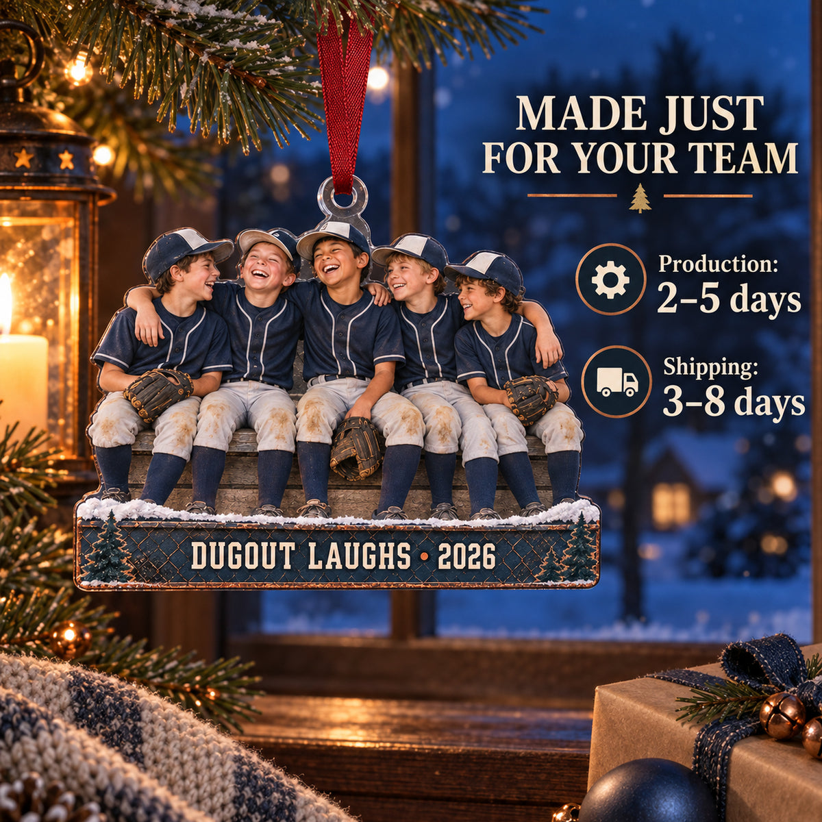 Custom Photo Dugout Laughing Moment Acrylic Ornament — Production and delivery