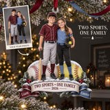 Custom Photo Sibling Baseball and Softball Duo Acrylic Ornament — Main design