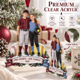 Custom Photo Sibling Baseball and Softball Duo Acrylic Ornament — Flat acrylic material