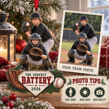 Custom Photo Pitcher Catcher Battery Acrylic Ornament — Personalization guide