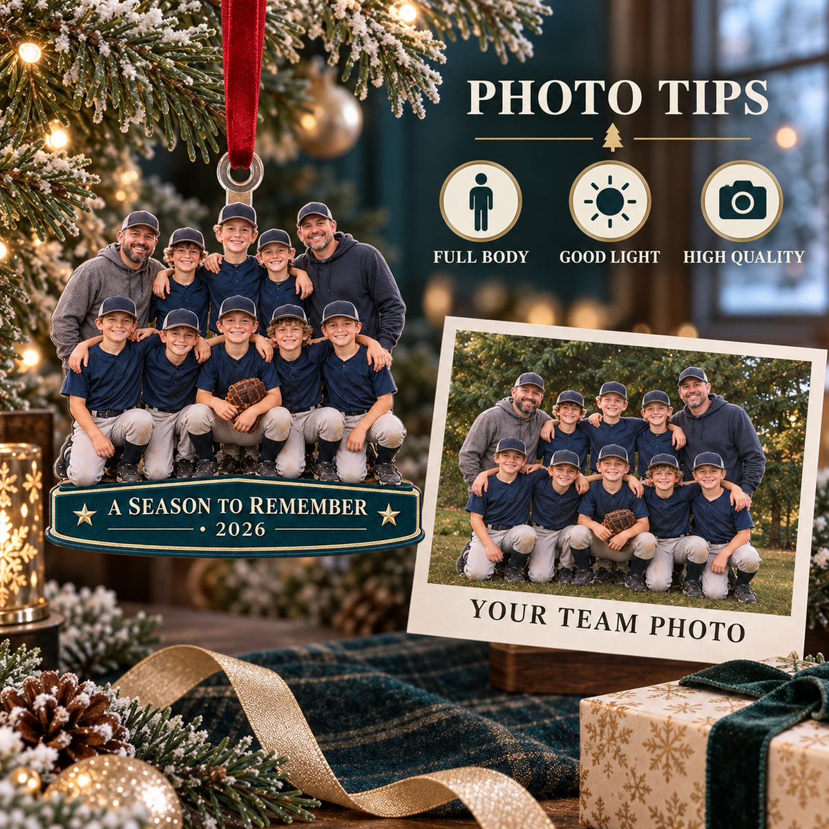 Custom Photo End of Season Team Banquet Acrylic Ornament — Personalization guide