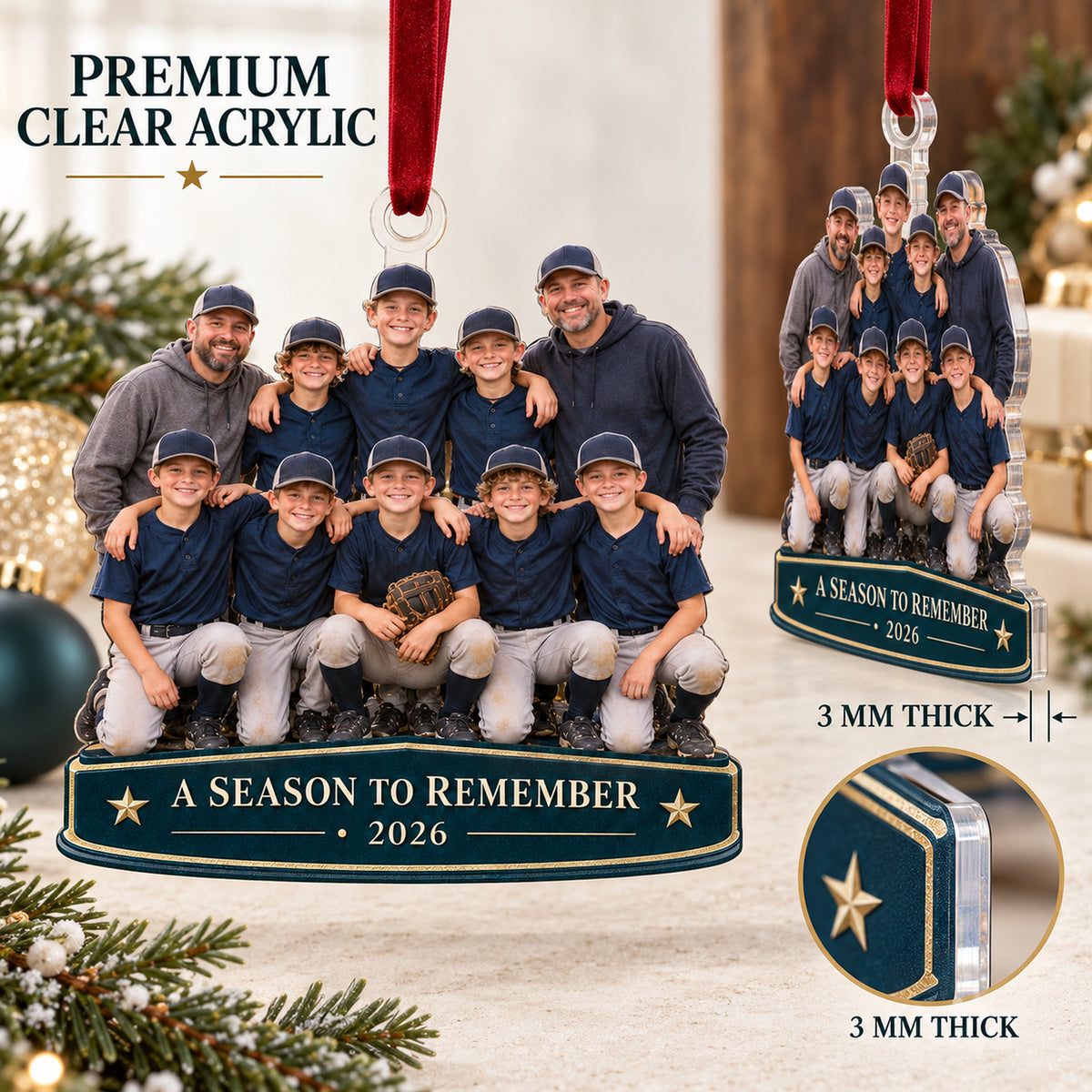 Custom Photo End of Season Team Banquet Acrylic Ornament — Flat acrylic material