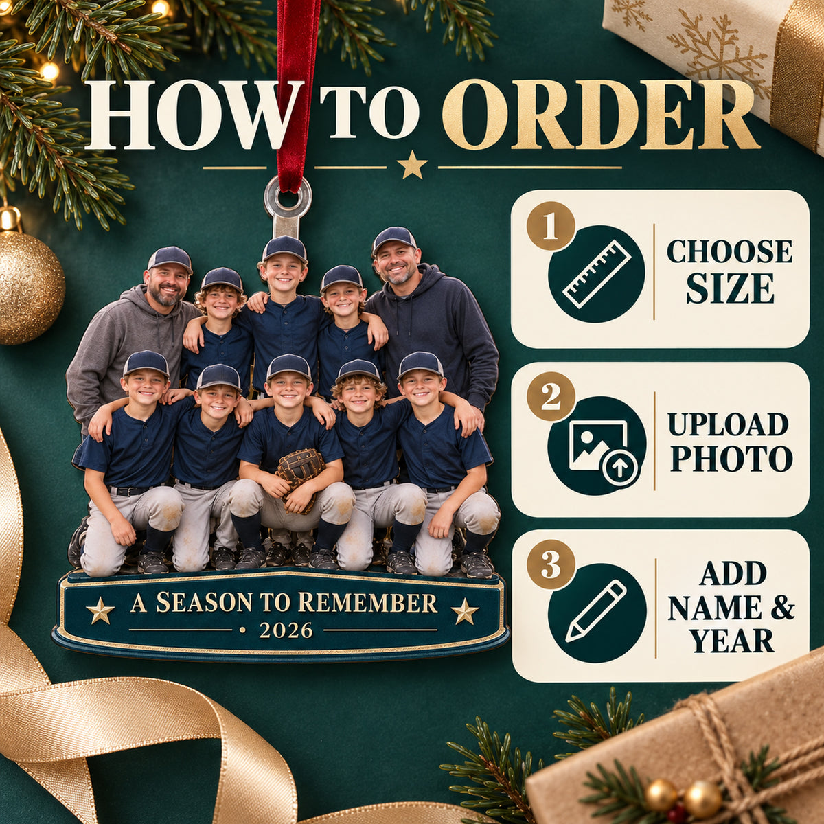 Custom Photo End of Season Team Banquet Acrylic Ornament — How to order