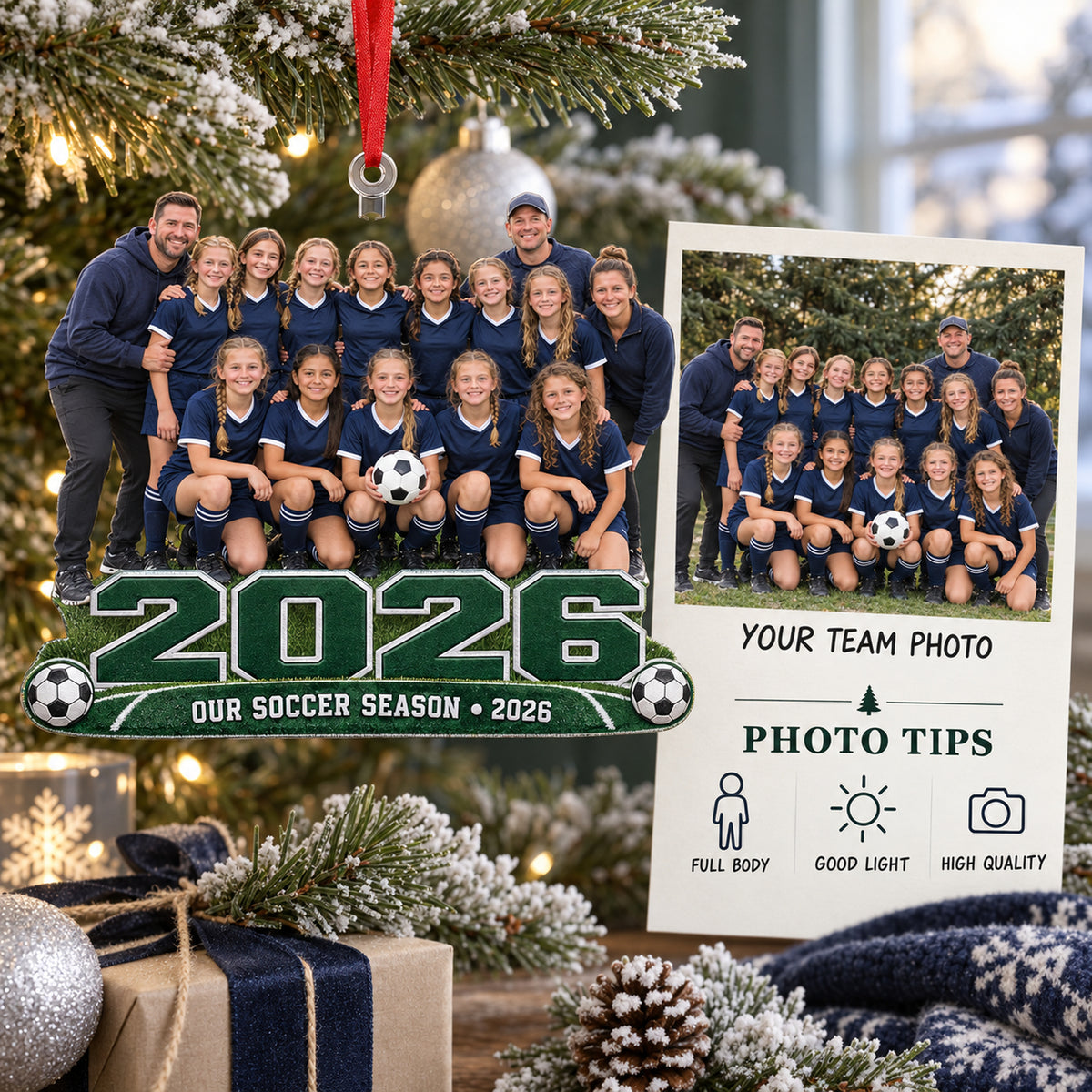 Custom Photo Full Team Season Lineup Acrylic Ornament — Personalization guide