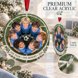 Custom Photo Team Huddle Circle Acrylic Ornament — Flat acrylic material