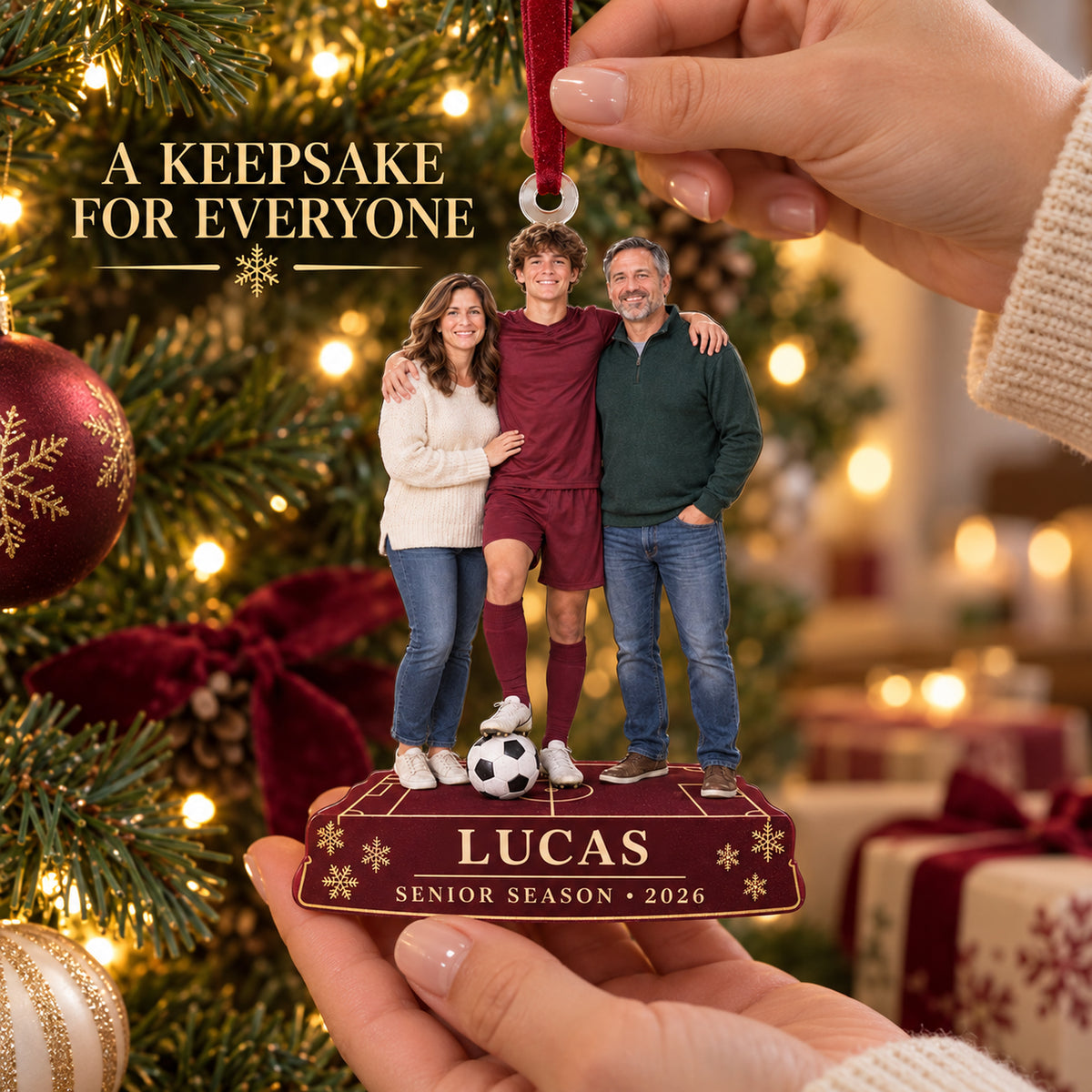 Custom Photo Soccer Senior Night Player and Parents Acrylic Ornament — Gift inspiration
