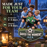 Custom Photo Goalie Save Celebration Acrylic Ornament — Production and delivery