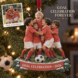 Custom Photo Goal Celebration Group Acrylic Ornament — Main design