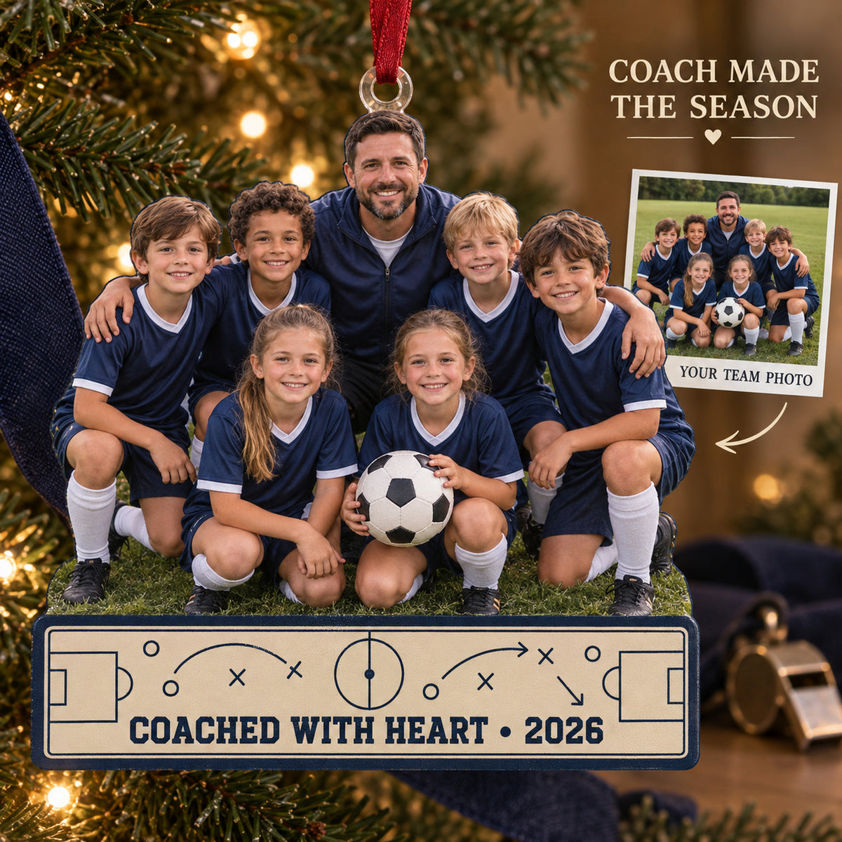 Custom Photo Coach and Team Sideline Acrylic Ornament — Main design