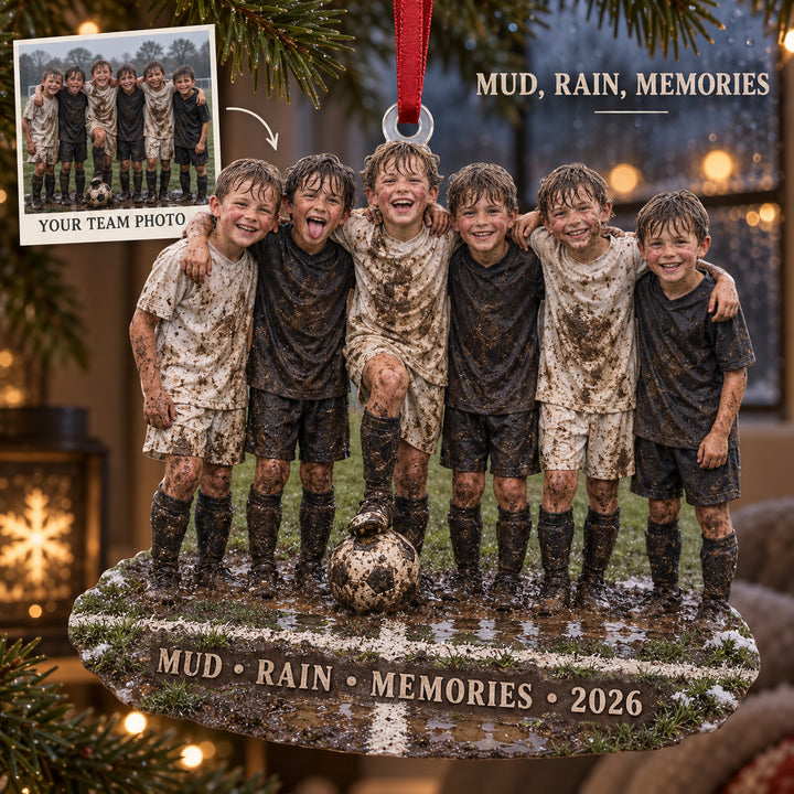 Custom Photo Muddy Rain Game Acrylic Ornament — Main design